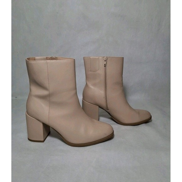 A New Day Janelle Ankle Boots Block Heels Women's 7.5 Beige Nude - Picture 5 of 10